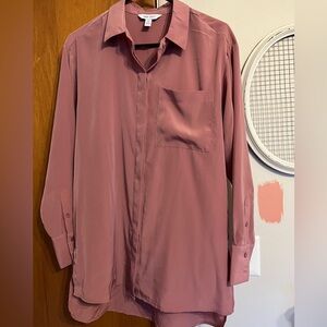 Nine West dusty pink button down shirt